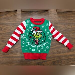 Toddler The Grinch Define Naughty Knitted Pullover Sweater Sz 3T
